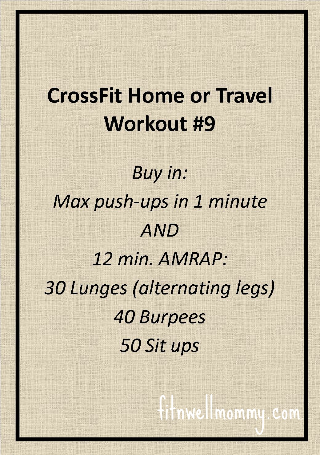 CrossFit Home or Travel WOD 9 Deliciously Fit