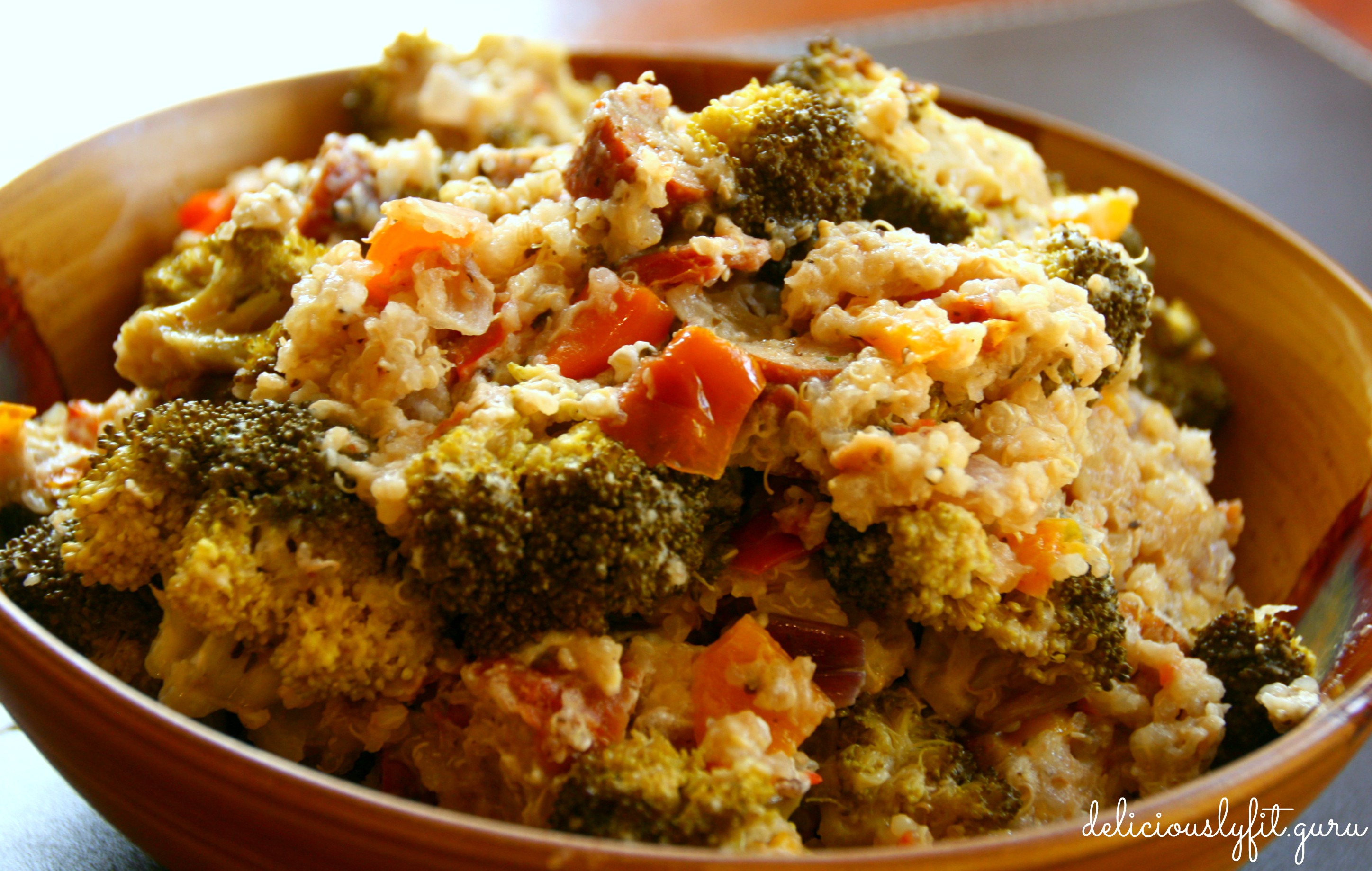 Slow-Cooker Broccoli Quinoa Casserole - Deliciously Fit